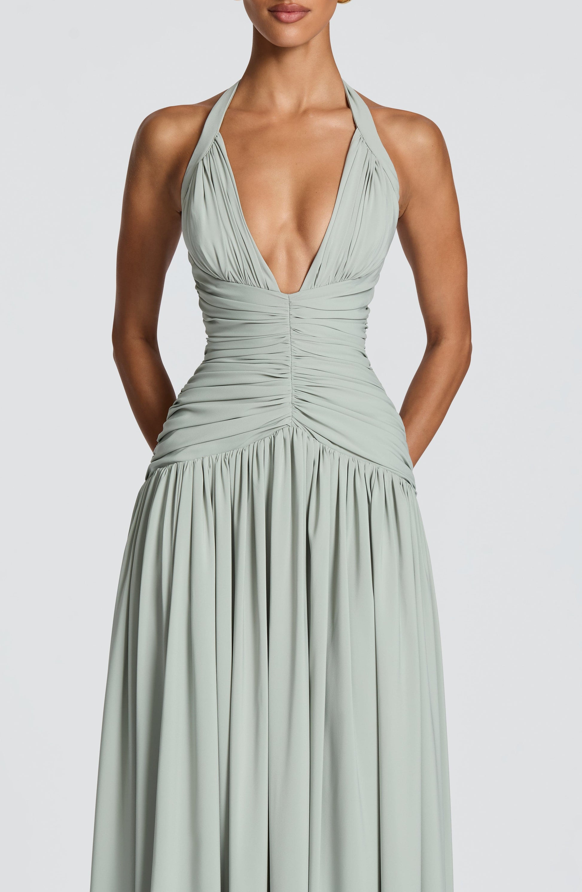Women halter maxi dress, front view