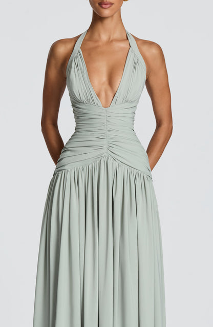 Women halter maxi dress, front view
