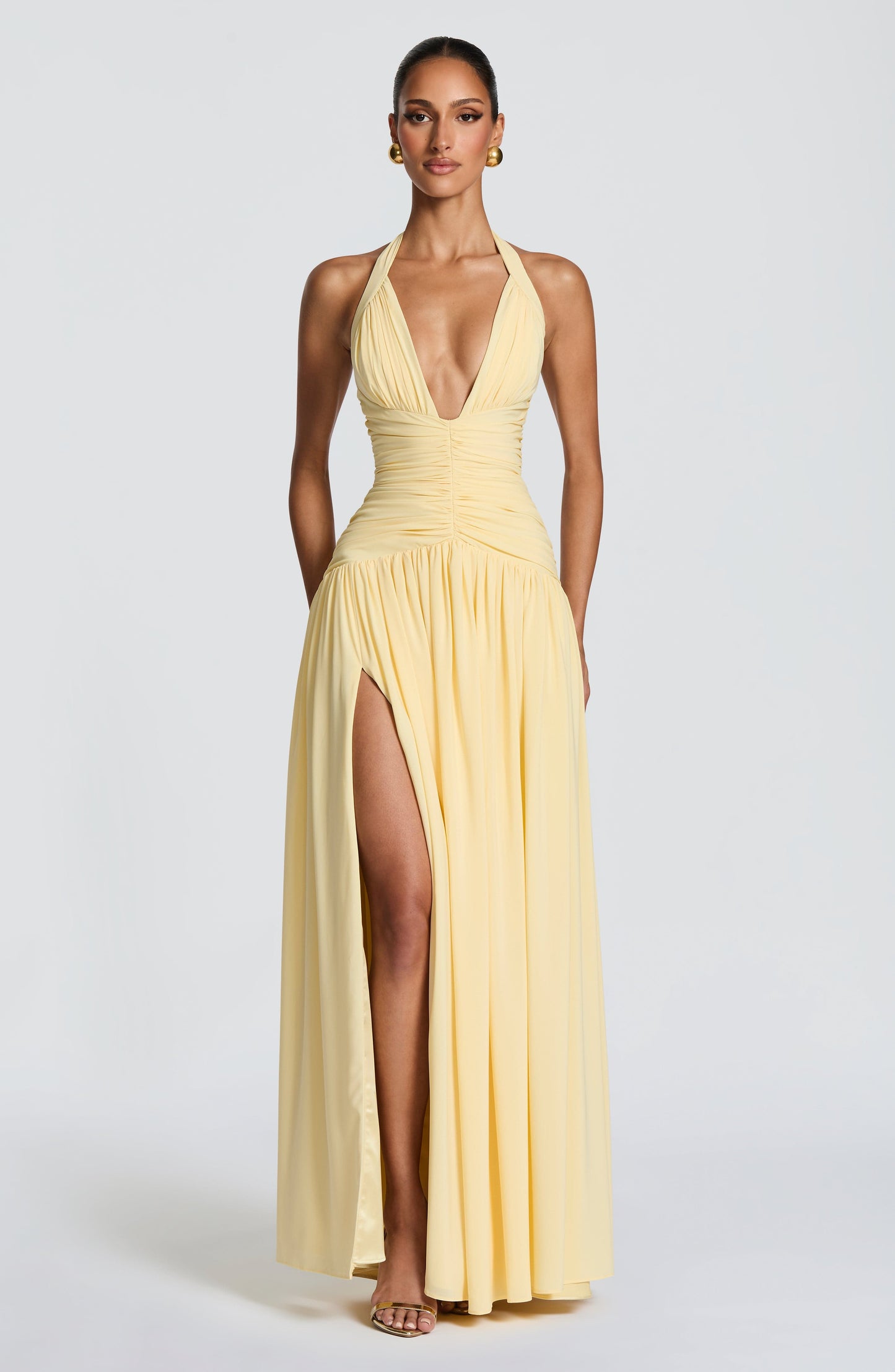 Women halter maxi dress, detail close-up