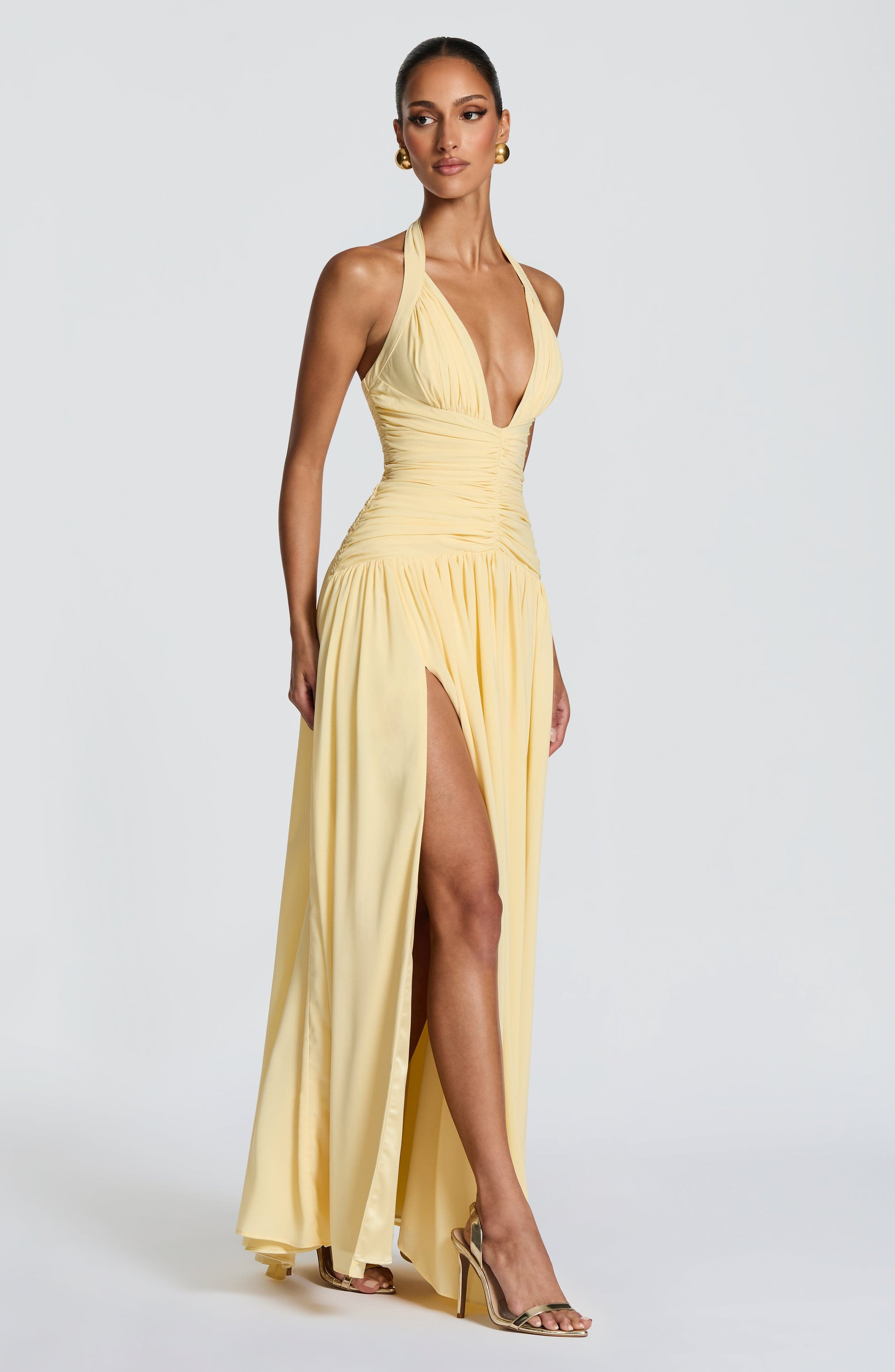 Women halter maxi dress, front view
