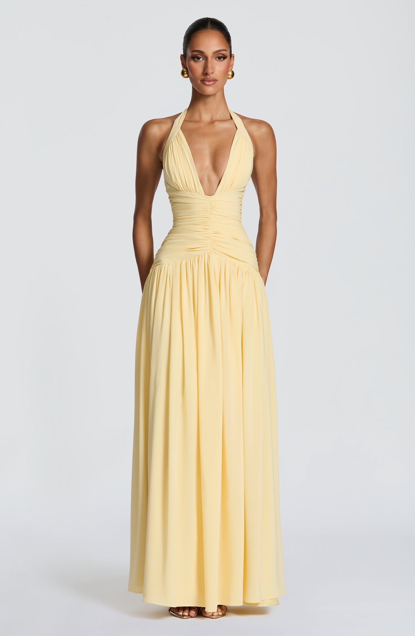 Women halter maxi dress, detail close-up