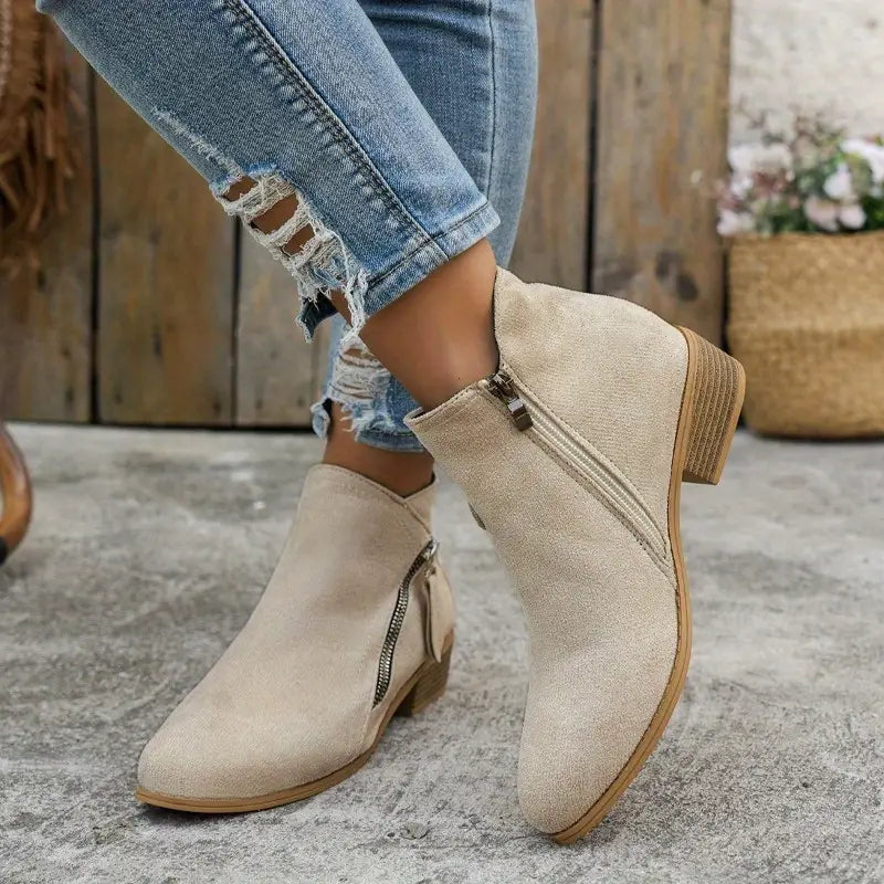Storm Suede Ankle Boots in Beige