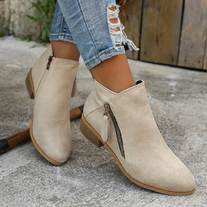 Storm Suede Ankle Boots in Beige