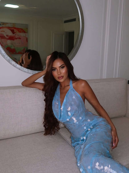 Suzy Sleeveless Maxi Dress in Blue