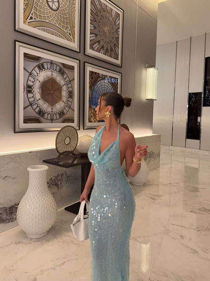Suzy Sleeveless Maxi Dress in Blue