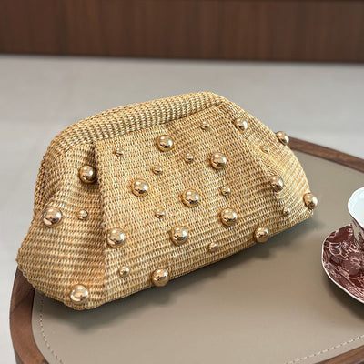 Sylvie Woven Studded Clutch