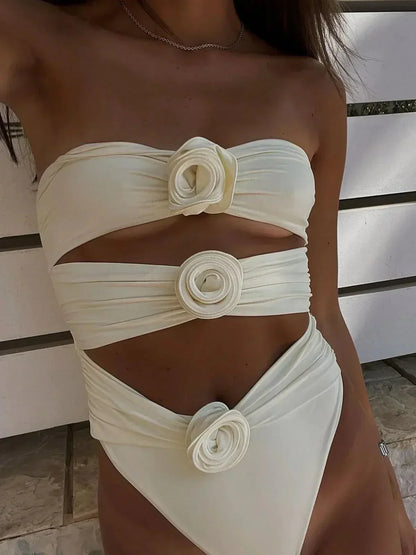 Tahlia Strapless Cut-Out Swimsuit in White