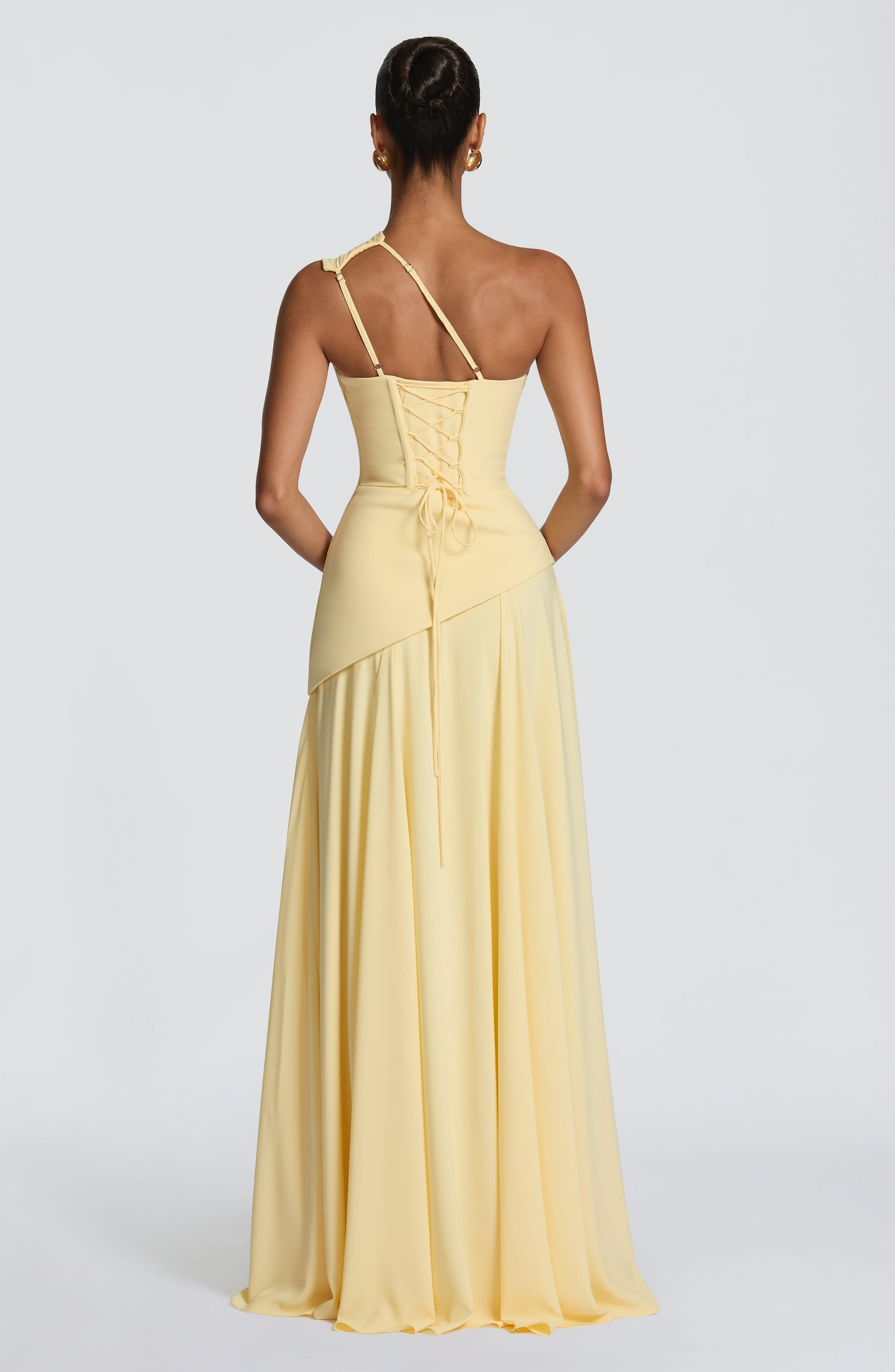 Women one shoulder maxi dress, front view