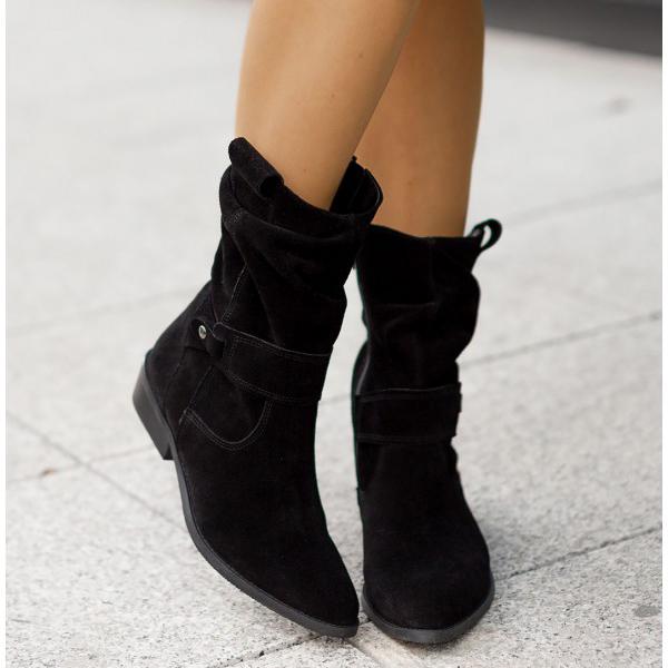 Talia Suede Slouch Boots in Beige