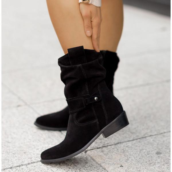Talia Suede Slouch Boots in Beige