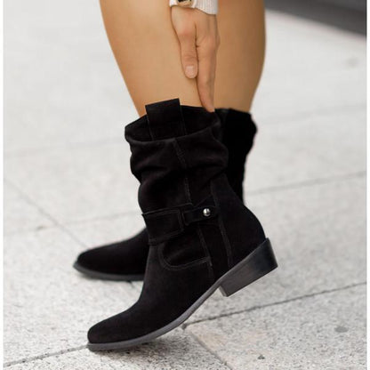 Talia Suede Slouch Boots in Beige