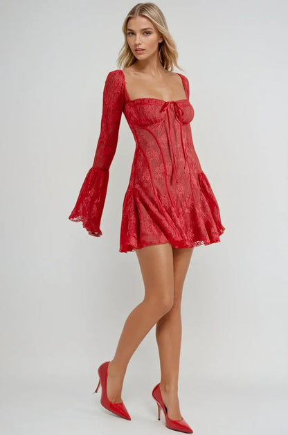 Teagan Long Mini Dress in Black