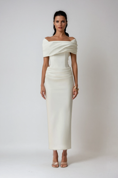 Thea Off-Shoulder Maxi Dress in White