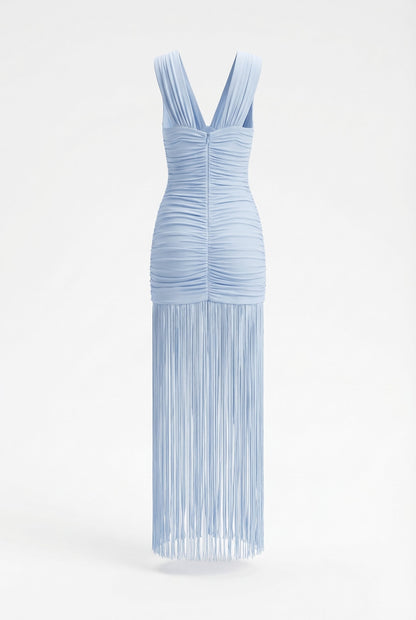 Trinity Crisscross Maxi Dress in Light Blue