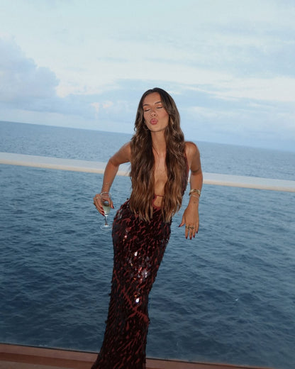 Veronica Sleeveless Maxi Dress in Brown