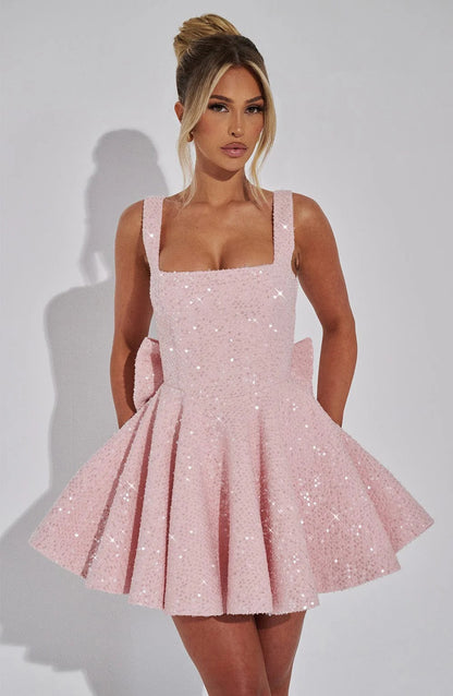 Victoria Dazzling Mini Dress in Pink