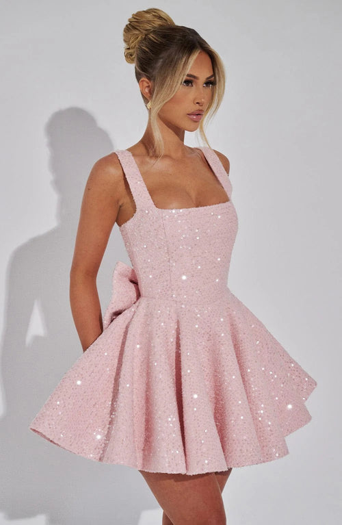 Victoria Dazzling Mini Dress in Pink