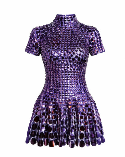 Violet High Mini Dress in Purple