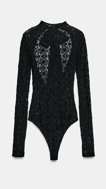Vivian Lace Bow Set in Black