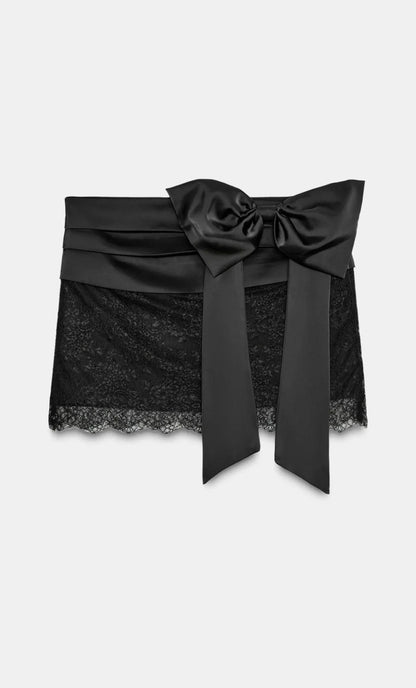 Vivian Lace Bow Set in Black