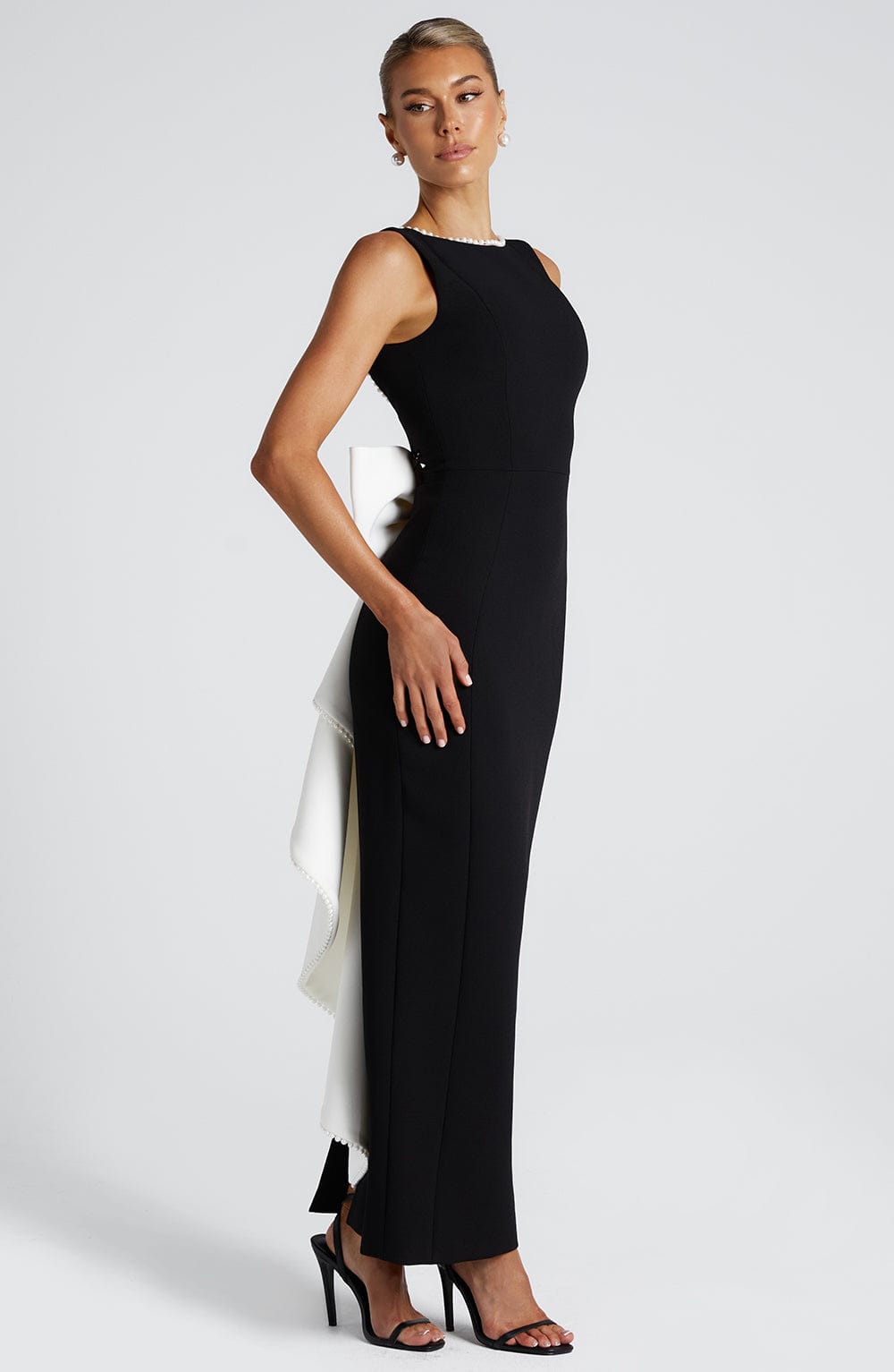 Women multicolor scoop maxi dress, side view