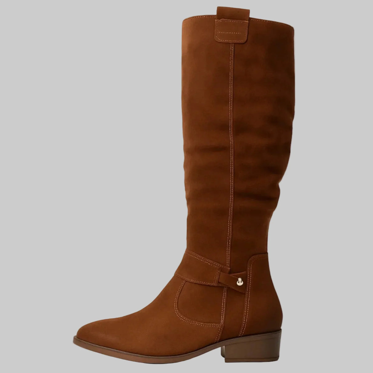 Willa Tall Suede Boots in Beige