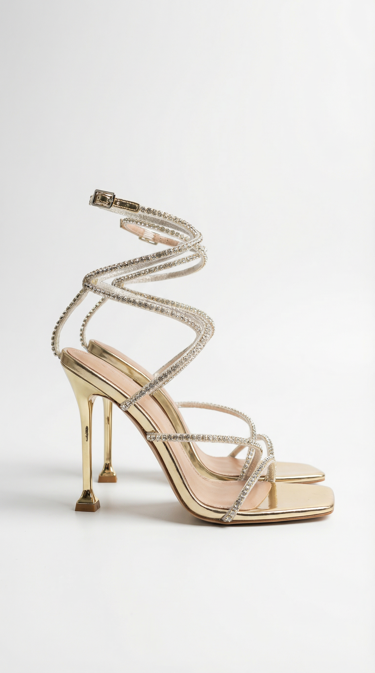 Williams Rhinestone Wrap Sandals in Gold