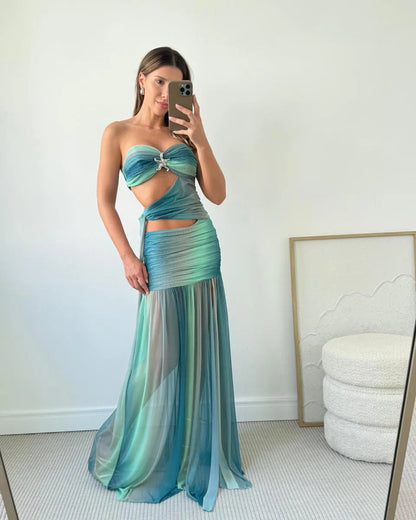 Wren Strapless Maxi Dress in Red