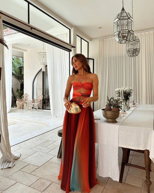 Wren Strapless Maxi Dress in Red