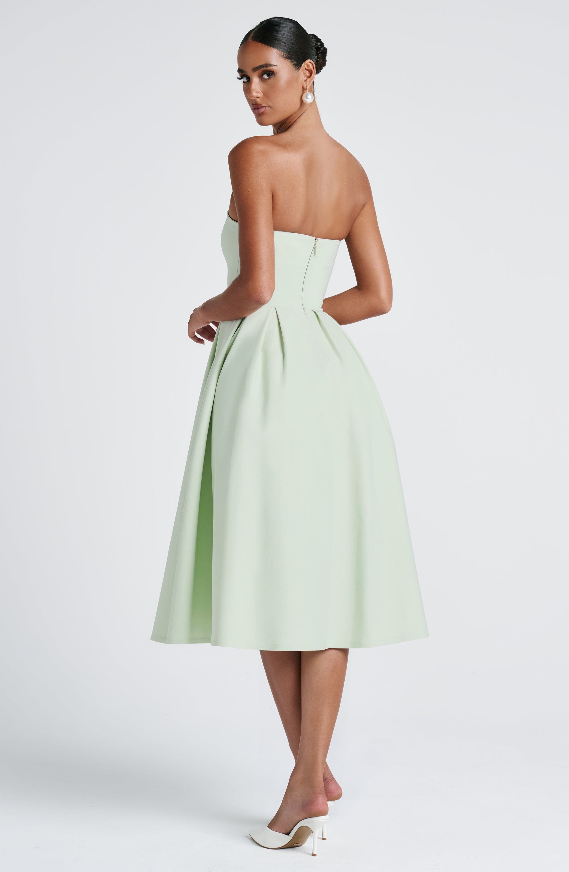 Women strapless midi dress, front view
