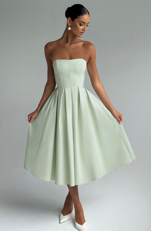 Women strapless midi dress, front view