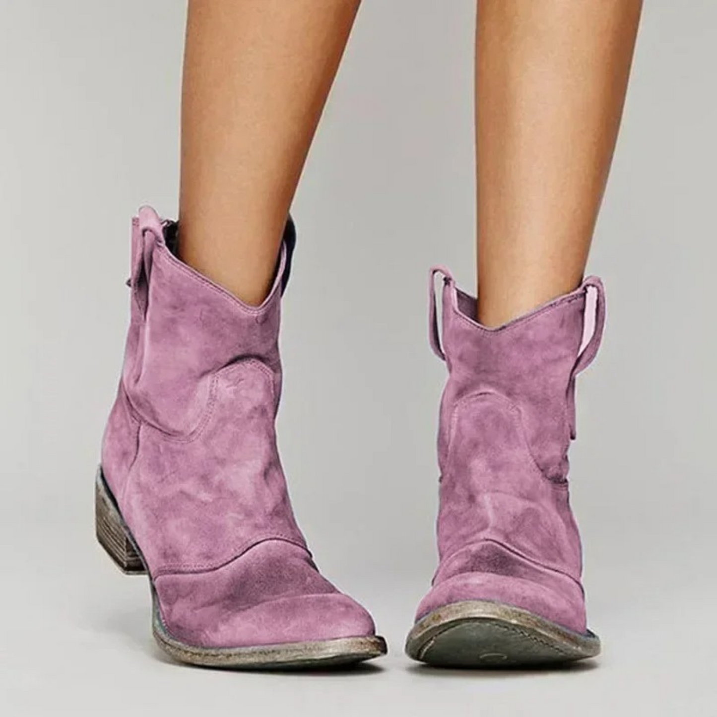 Zara Western Ankle Boots in Purple