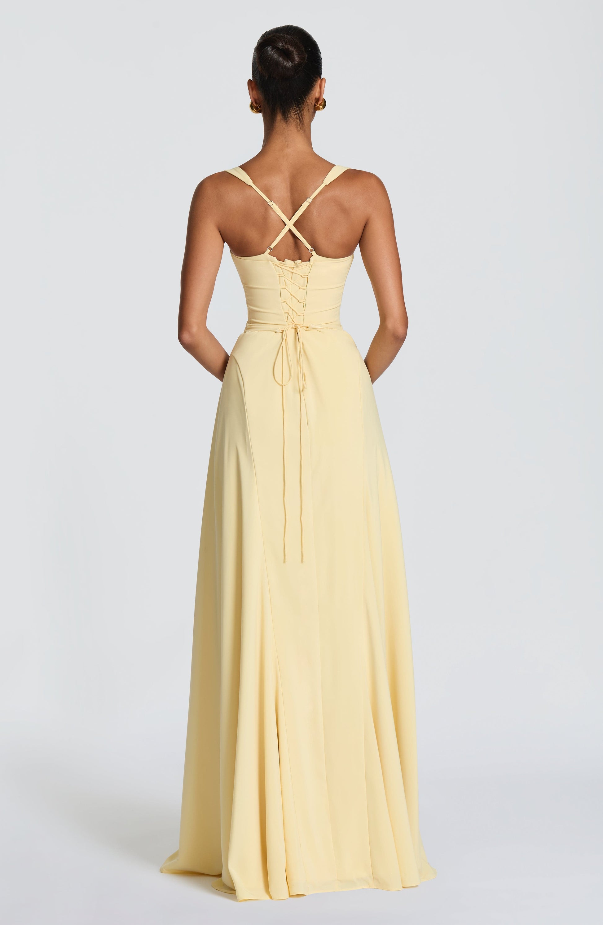 Women sweetheart maxi dress, back view