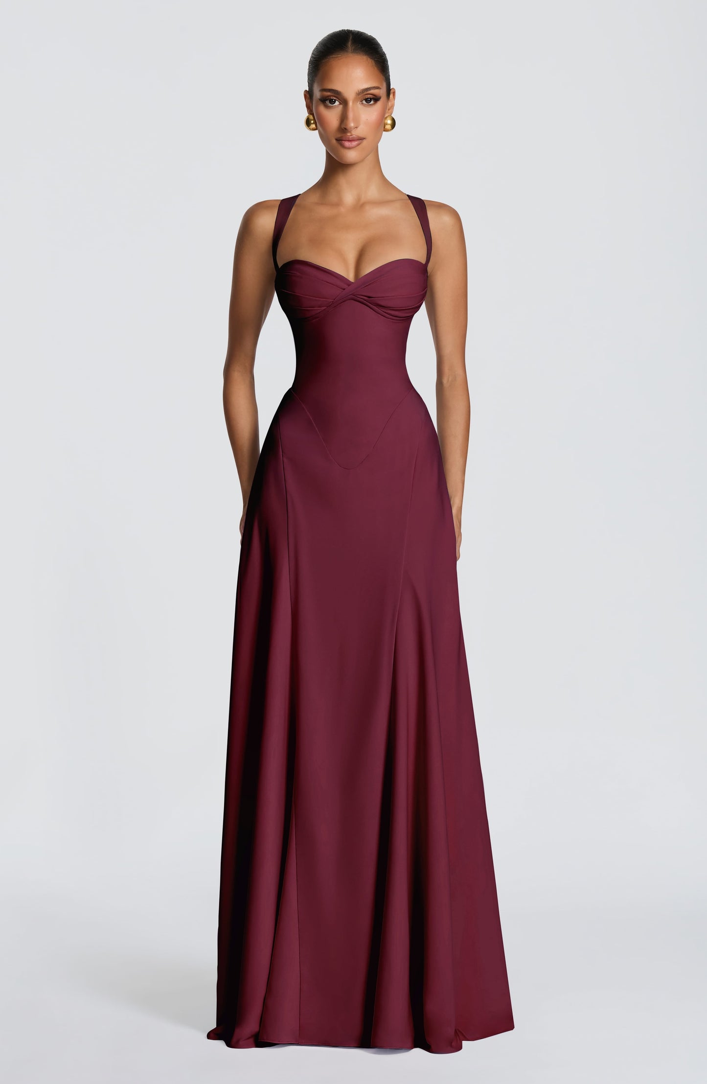 Women sweetheart maxi dress, back view