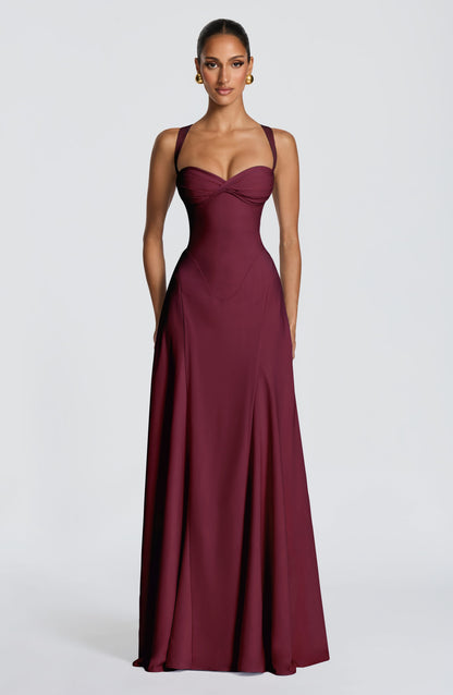 Women sweetheart maxi dress, back view