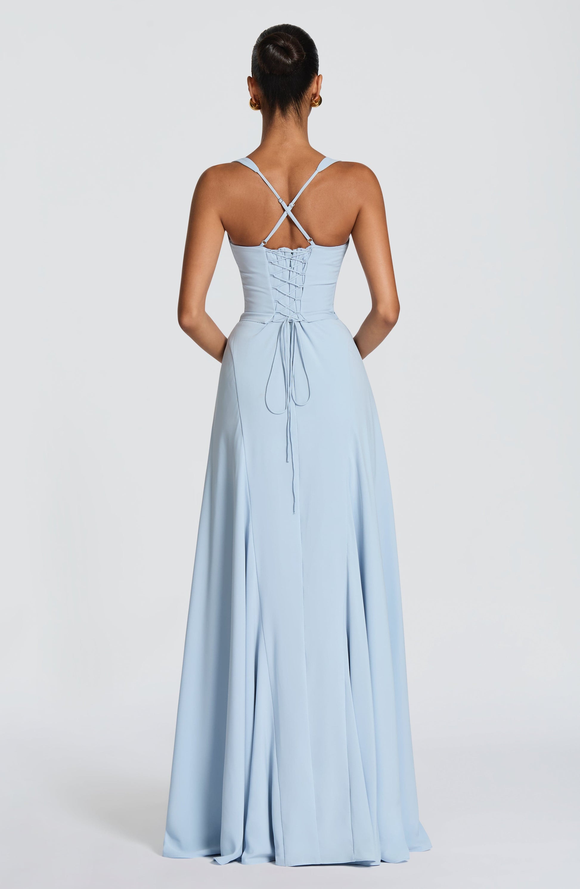 Women sweetheart maxi dress, detail close-up