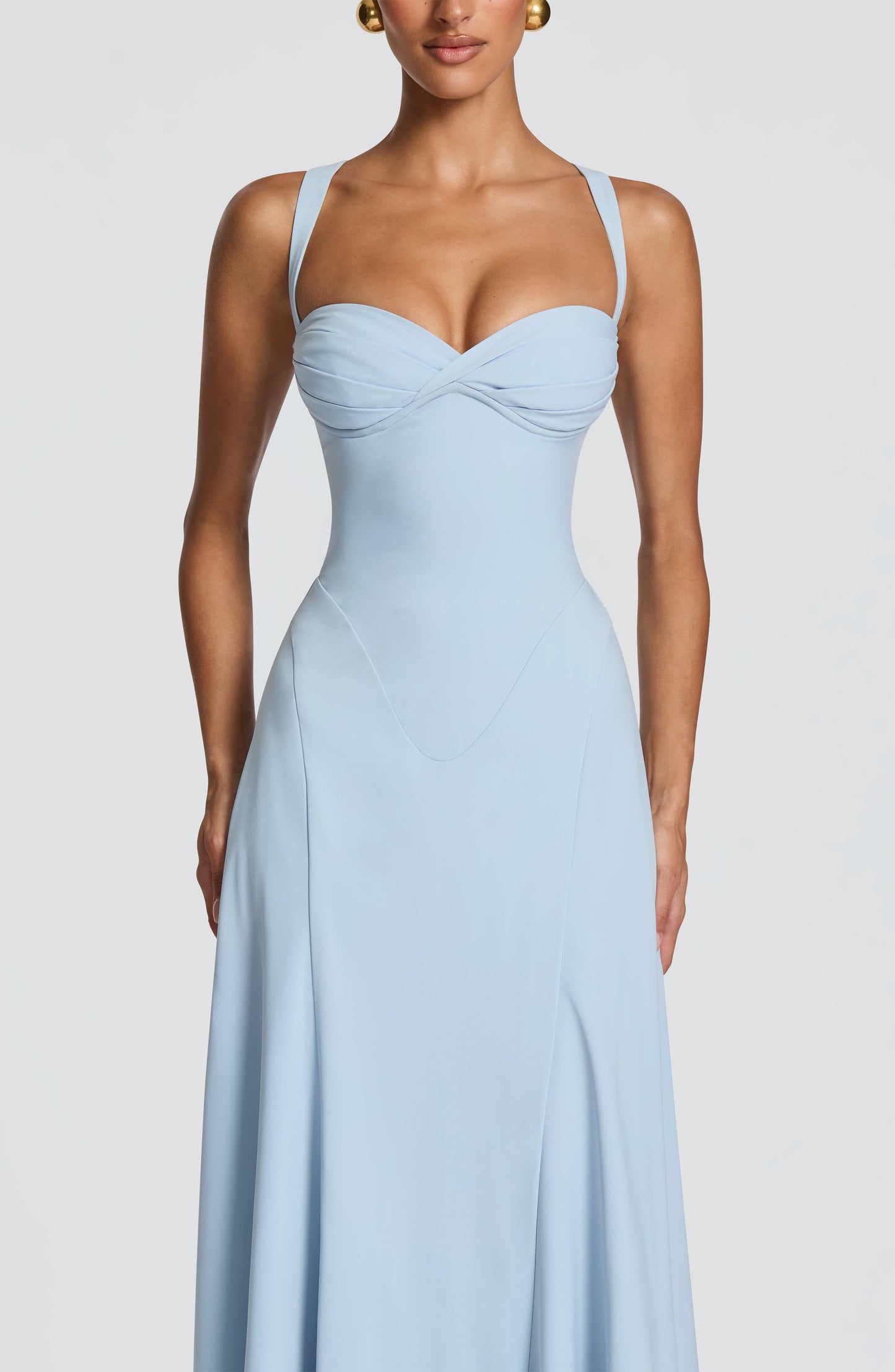 Women sweetheart maxi dress, front view