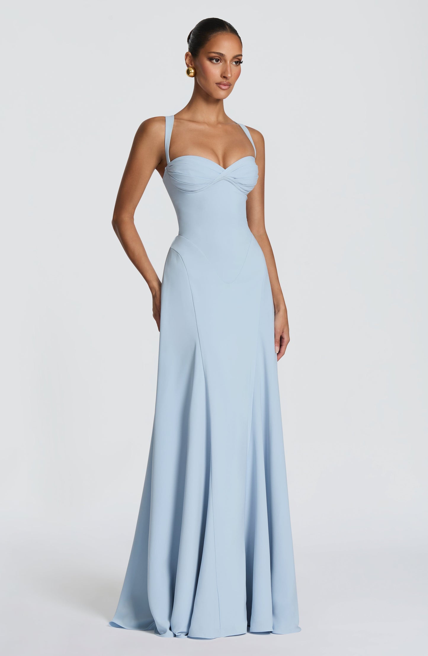 Women sweetheart maxi dress, back view