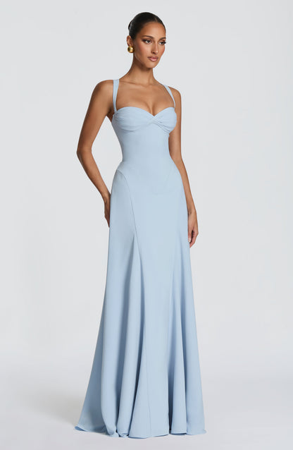 Women sweetheart maxi dress, back view