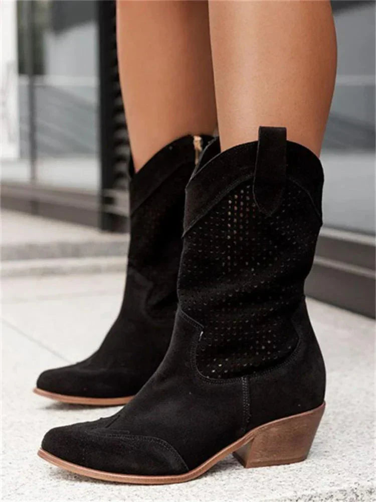 Zephyrine Western Cowboy Boots in White
