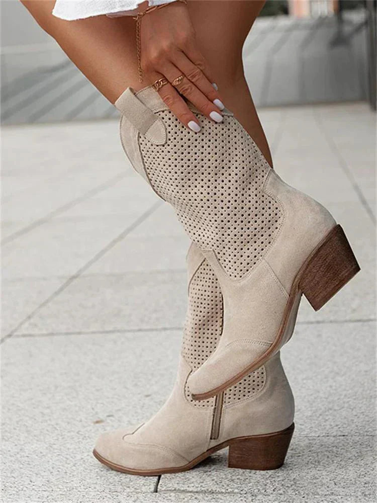 Zephyrine Western Cowboy Boots in White