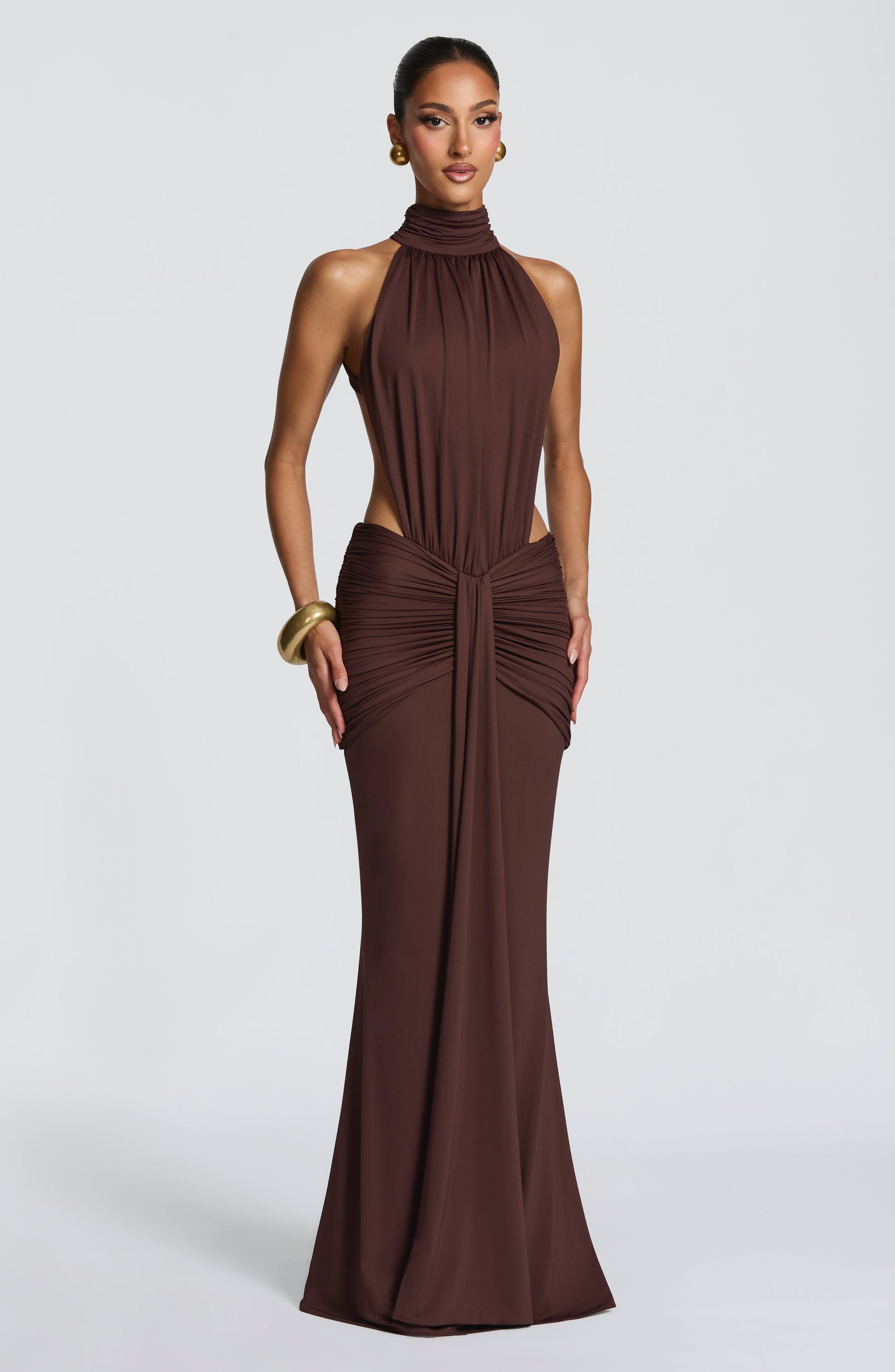 Women halter maxi dress, front view