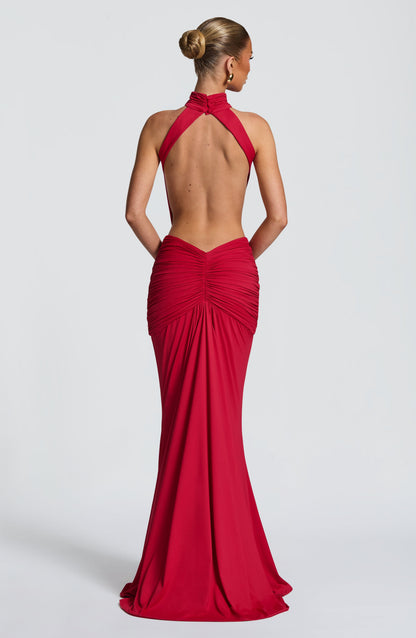 Women halter maxi dress, front view