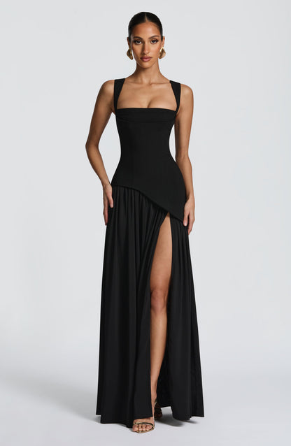 Women square neck maxi dress, front view
