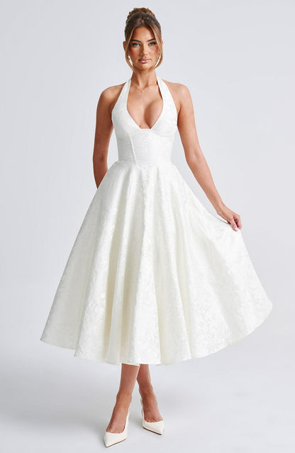 Women halter midi dress, front view