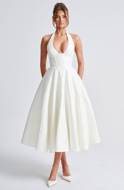 Women halter midi dress, front view