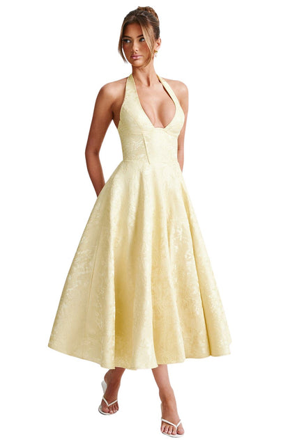 Women halter midi dress, front view